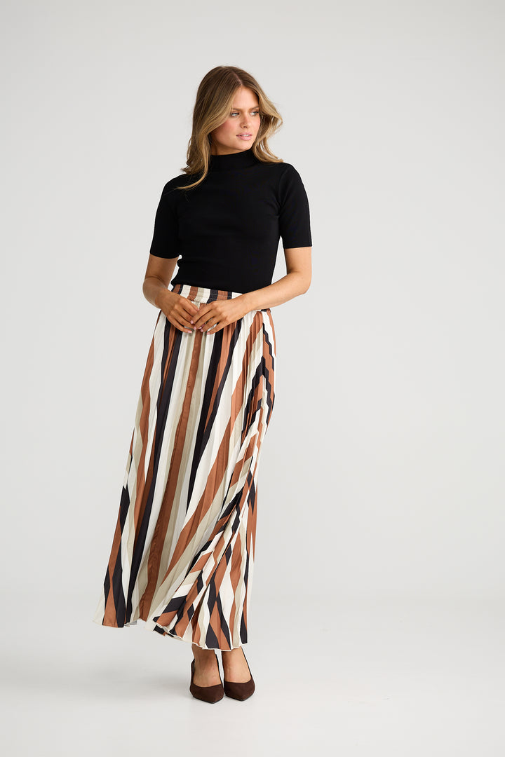 Brave & True Oakley Stripe Alias Pleated Skirt