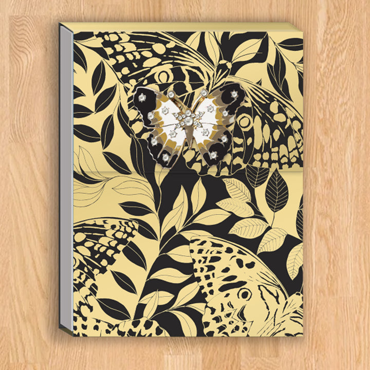 BLACK BUTTERFLIES BROOCH NOTEPAD