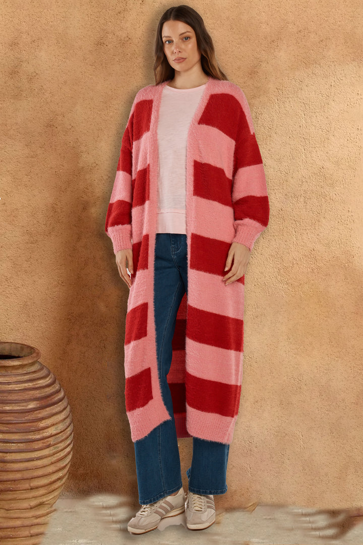 Betty Basics Pink & Red Franc Cardigan