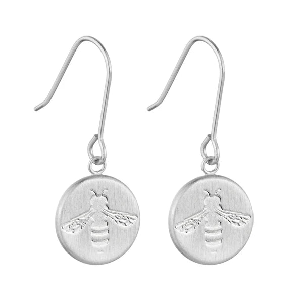 SILVER BUSY BEE PENDANT EARRINGS