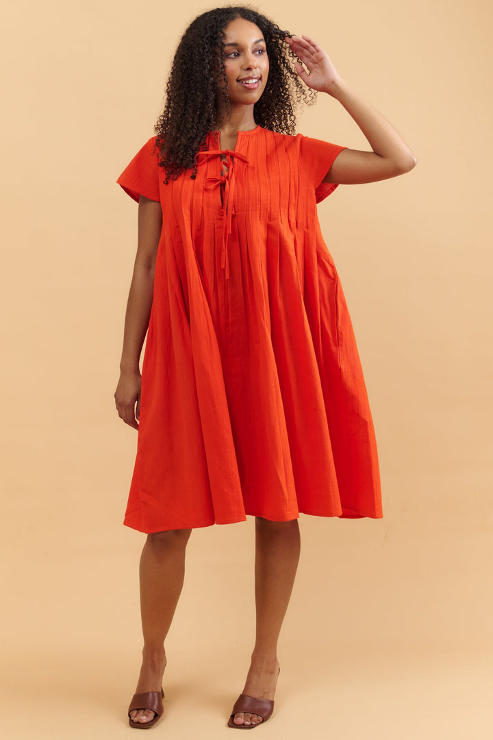 Annie Crimson Orange Dress