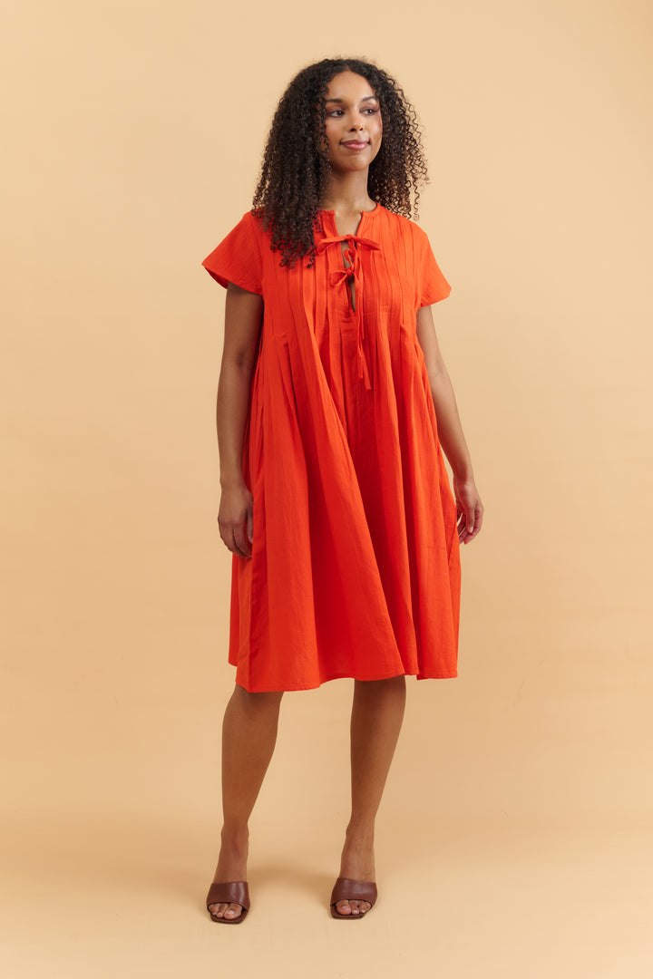 Annie Crimson Orange Dress