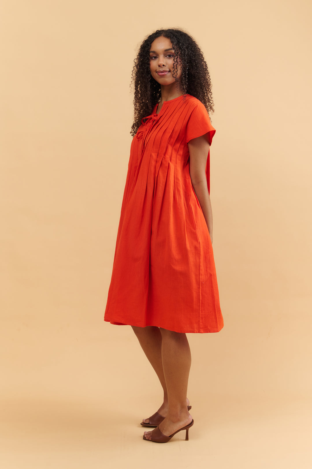 Annie Crimson Orange Dress