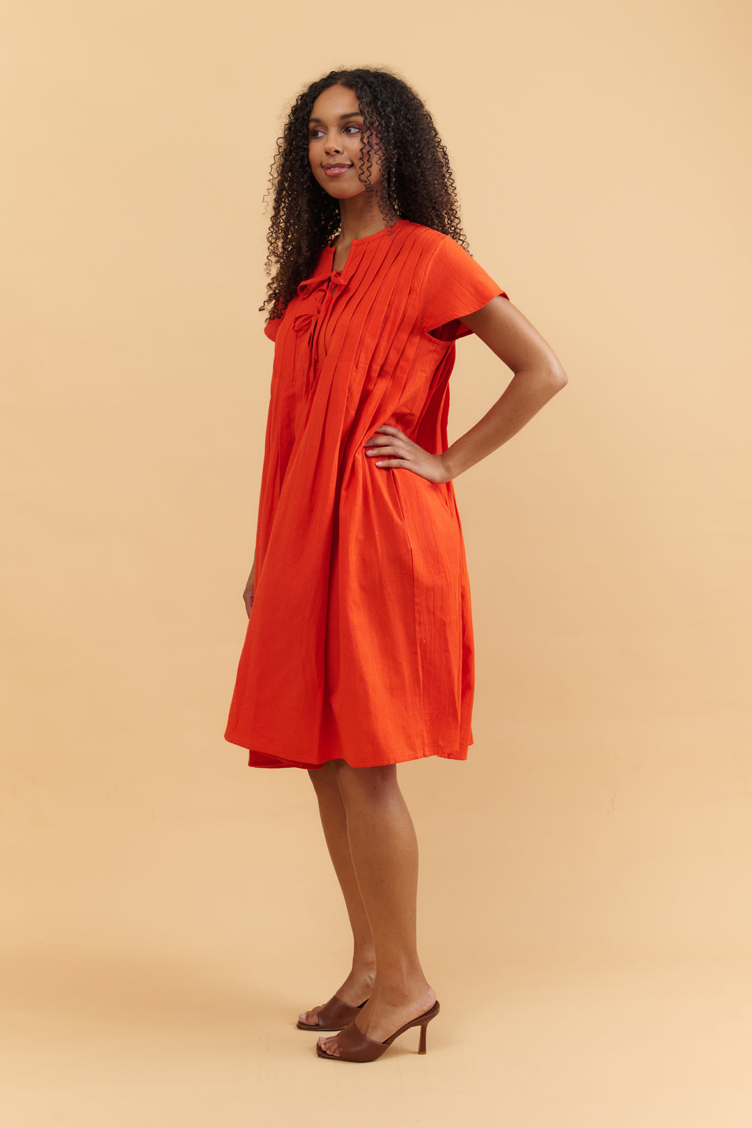 Annie Crimson Orange Dress