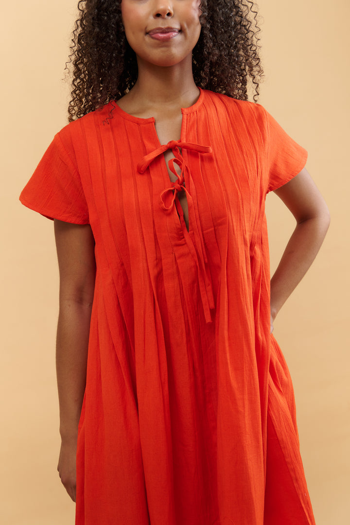 Annie Crimson Orange Dress