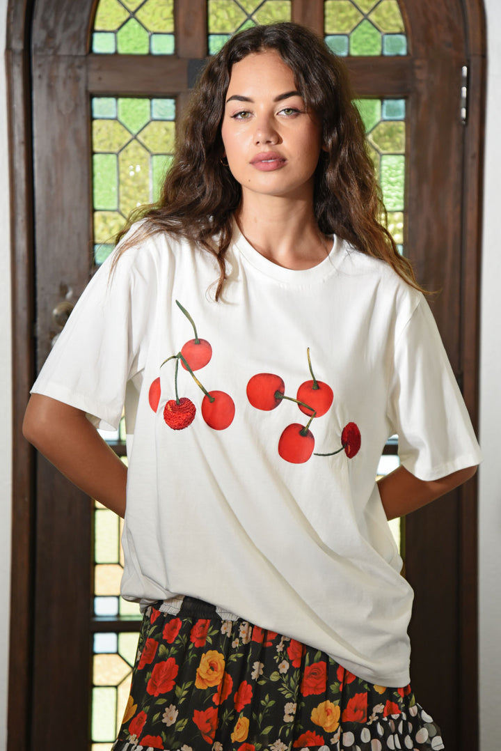 Curate White Eat Drink & be Cherry Tee