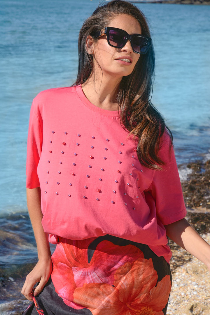 Curate Pink Surrounded by Studs Tee