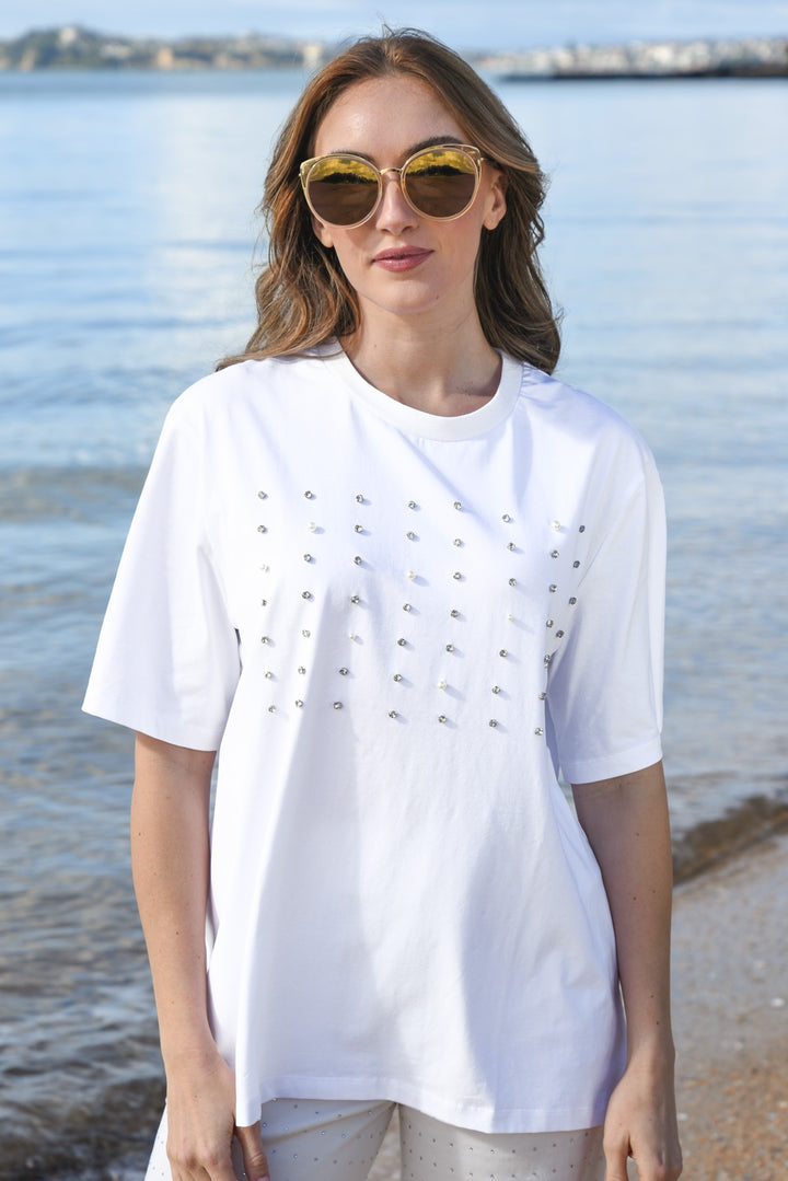 Curate White Surrounded by Studs Tee