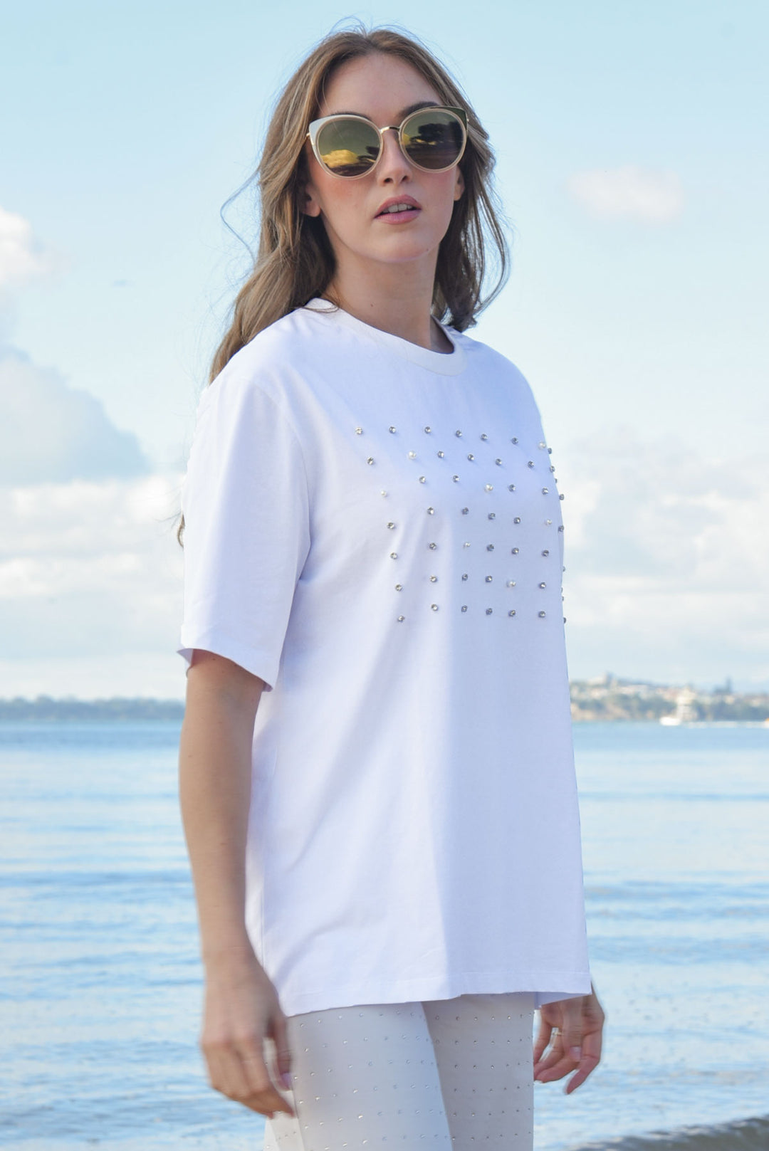 Curate White Surrounded by Studs Tee