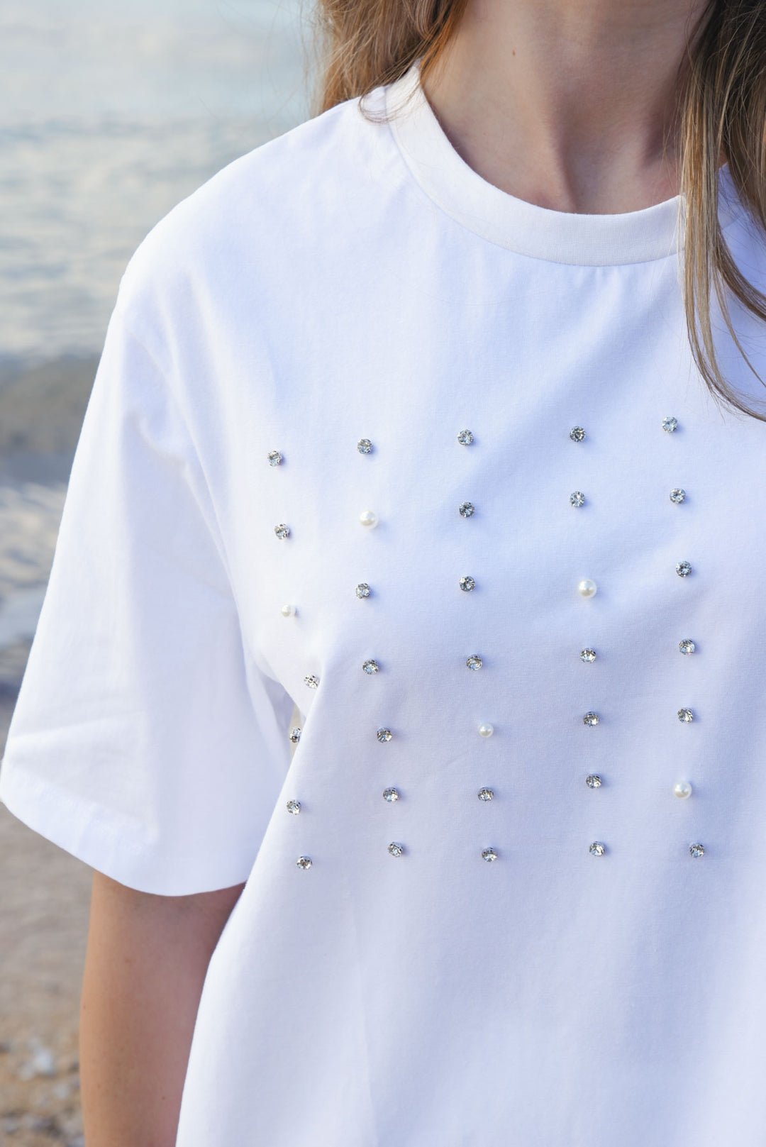 Curate White Surrounded by Studs Tee
