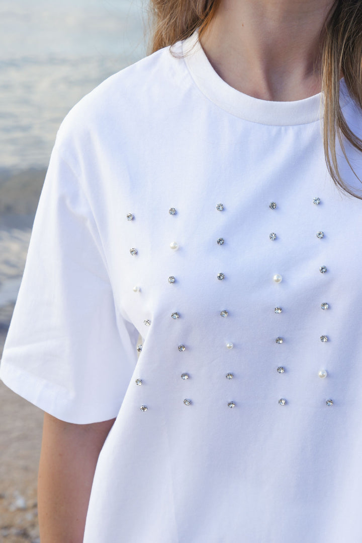 Curate White Surrounded by Studs Tee
