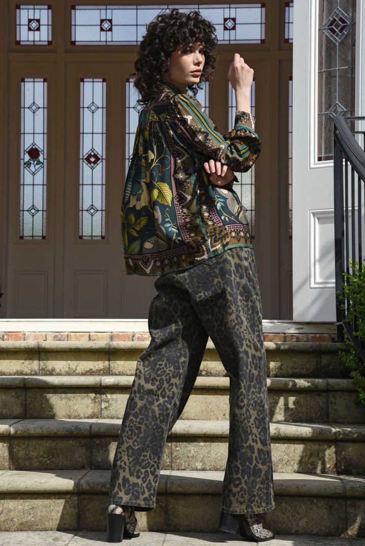 Curate Kick Back Leopard Jeans