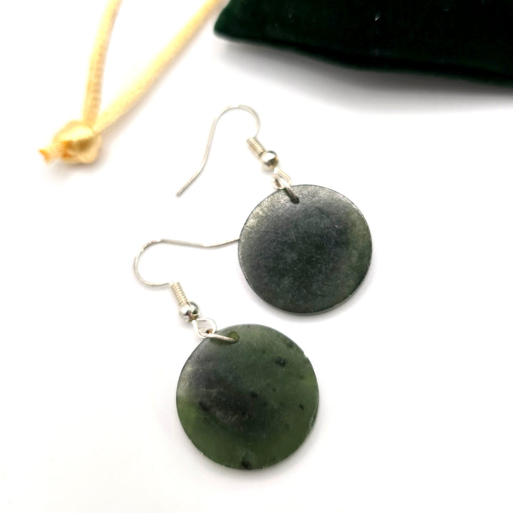 20mm Disk Greenstone Earrings