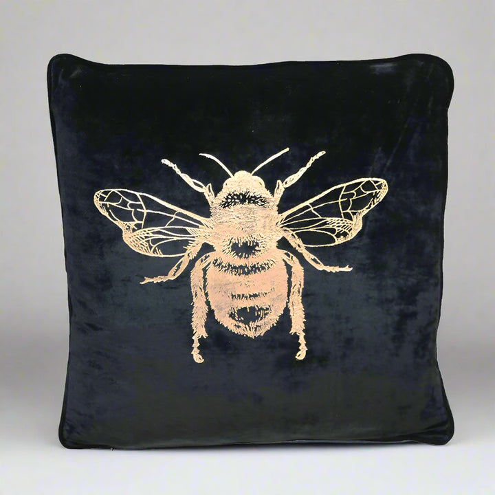 BLACK VELVET BEE CUSHION