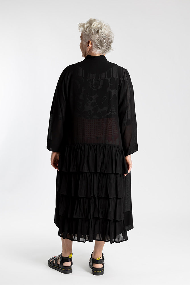 BLACK FRILLED DUSTER BLACK