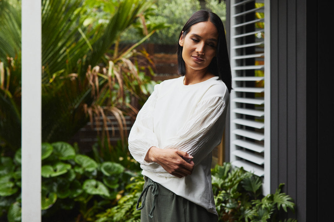 Et Alia Blanc Pleat Sienna Top