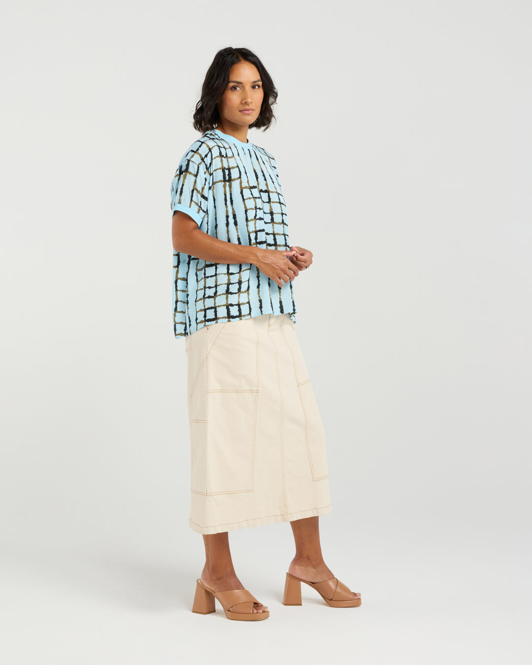Et Alia Skyline Plaid Brea Top