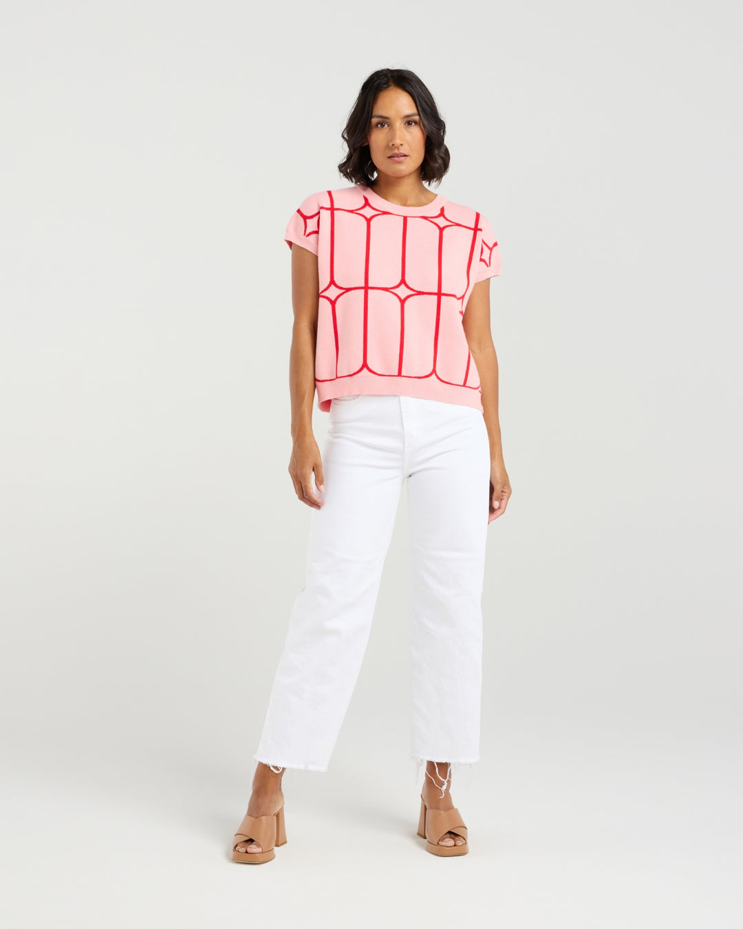 Et Alia Sedgewick Knit Top Blush Trellis