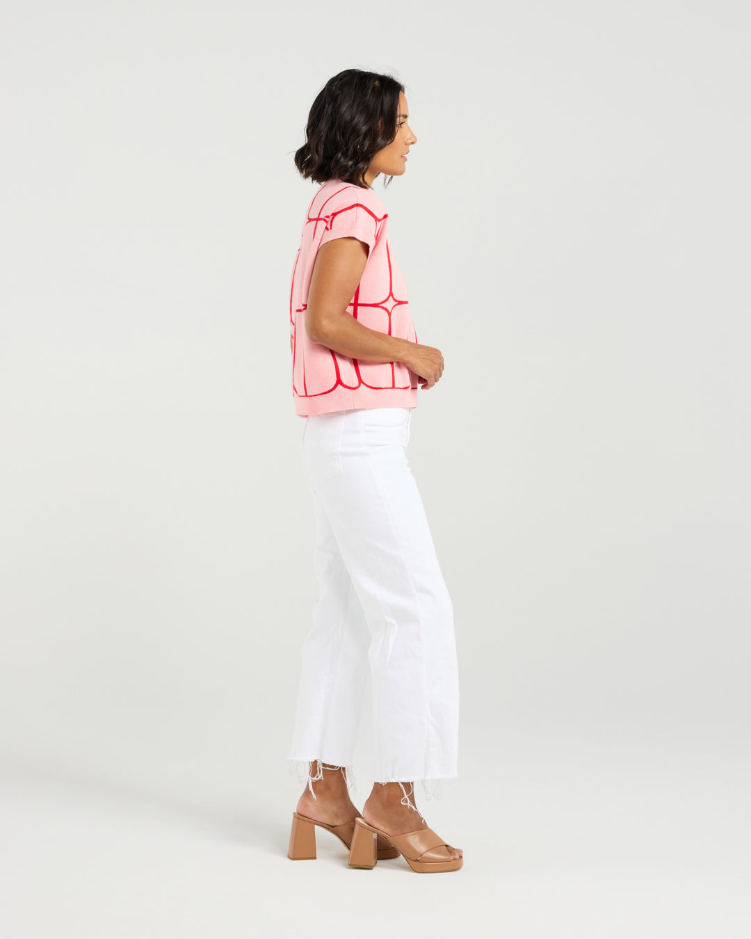 Et Alia Sedgewick Knit Top Blush Trellis