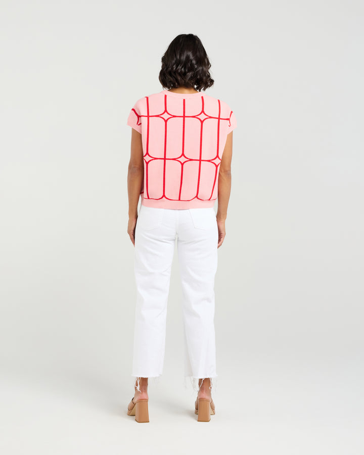 Et Alia Sedgewick Knit Top Blush Trellis