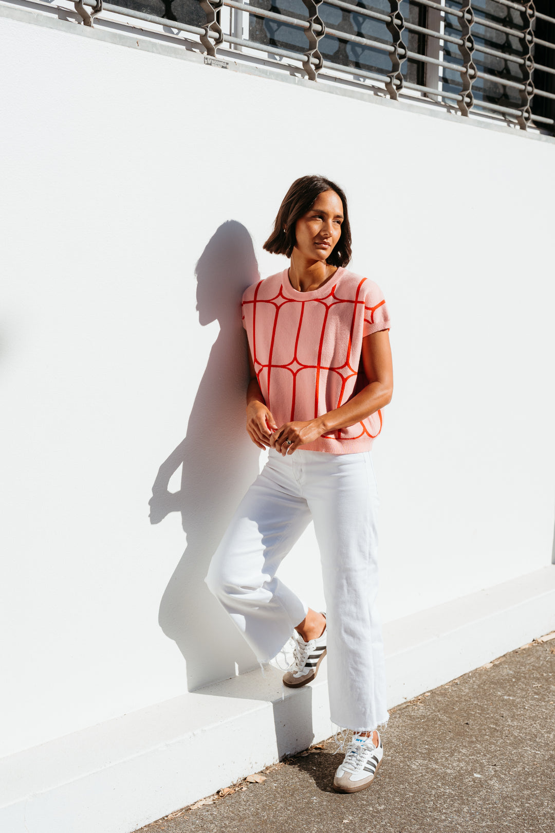 Et Alia Sedgewick Knit Top Blush Trellis