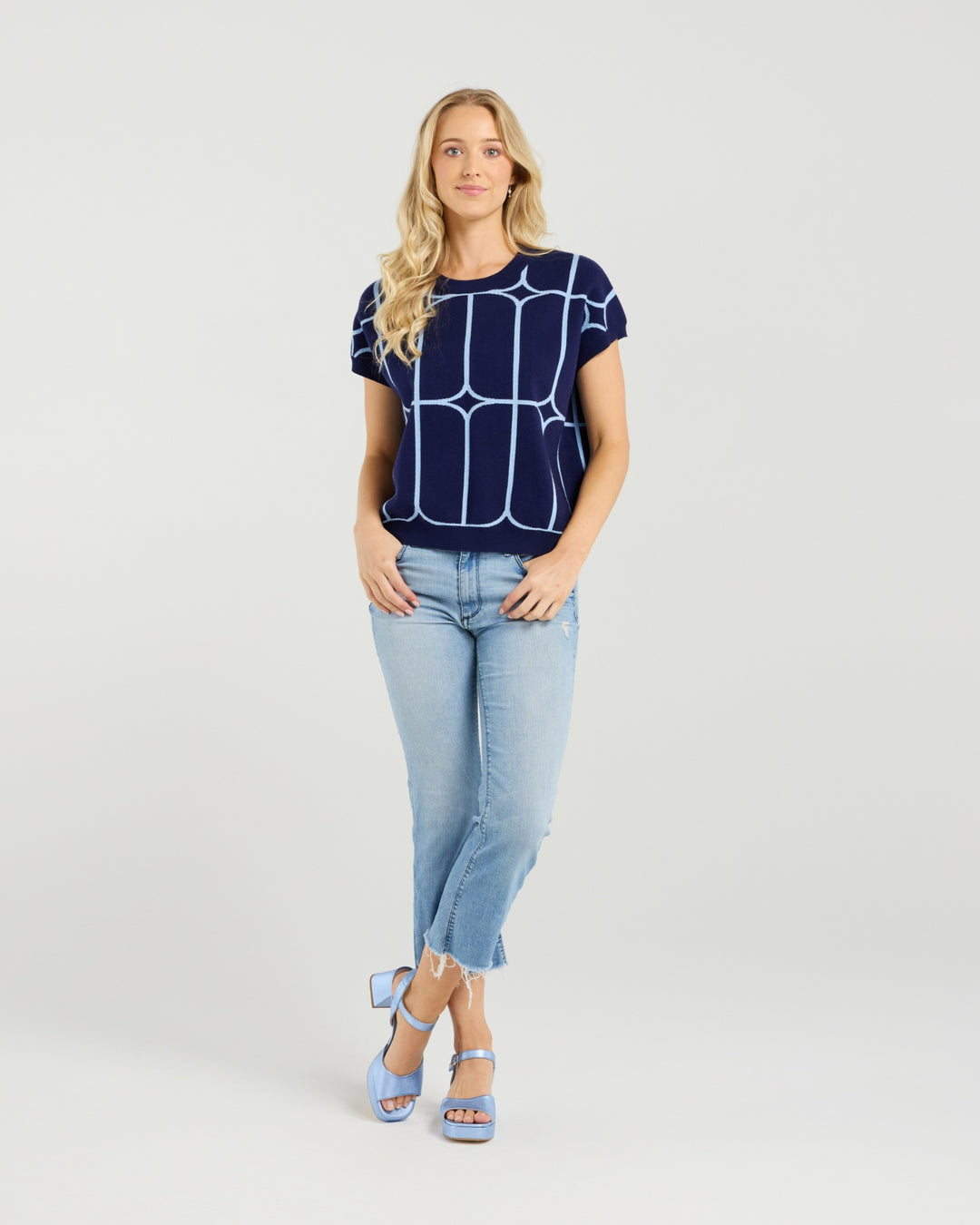 Et Alia Sedgewick Knit Top Twightlight Trellis