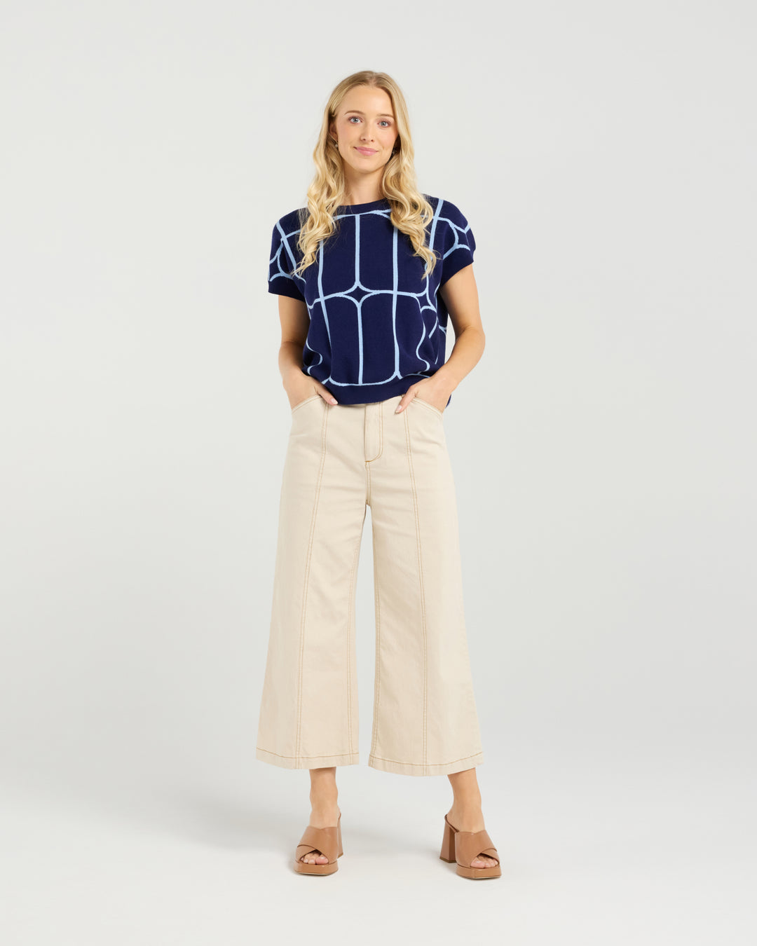 Et Alia Sedgewick Knit Top Twightlight Trellis