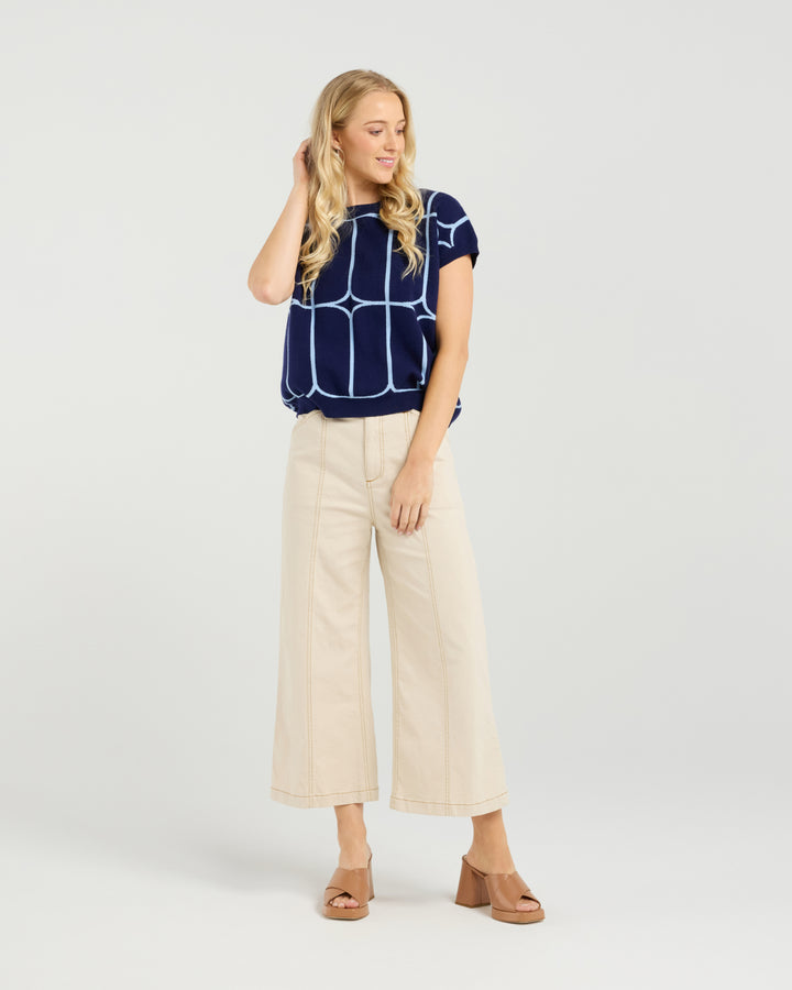 Et Alia Sedgewick Knit Top Twightlight Trellis