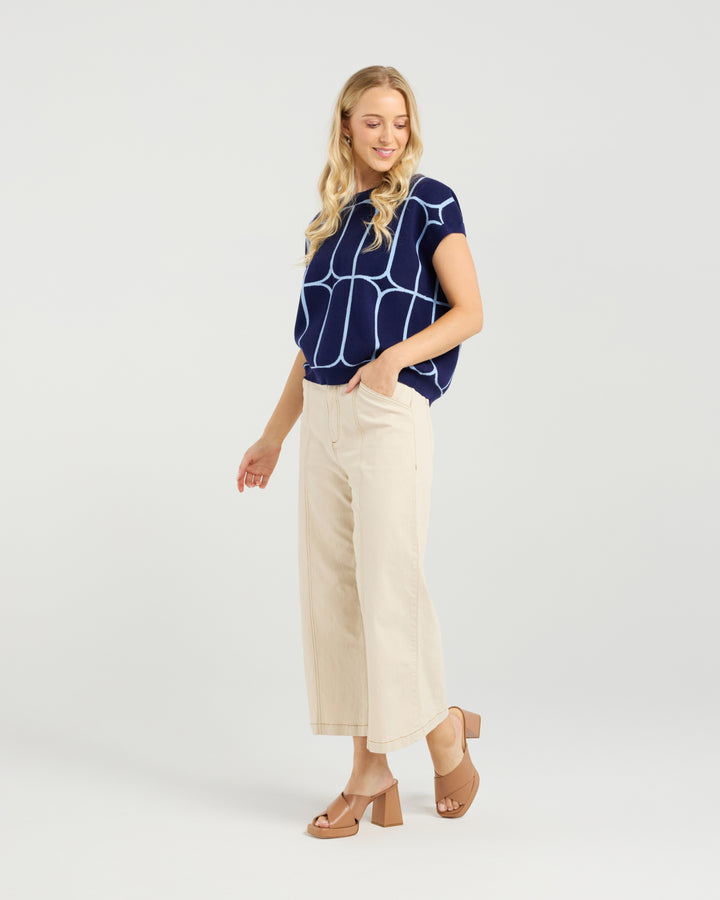 Et Alia Sedgewick Knit Top Twightlight Trellis