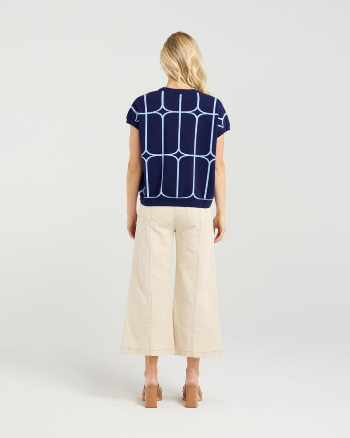 Et Alia Sedgewick Knit Top Twightlight Trellis