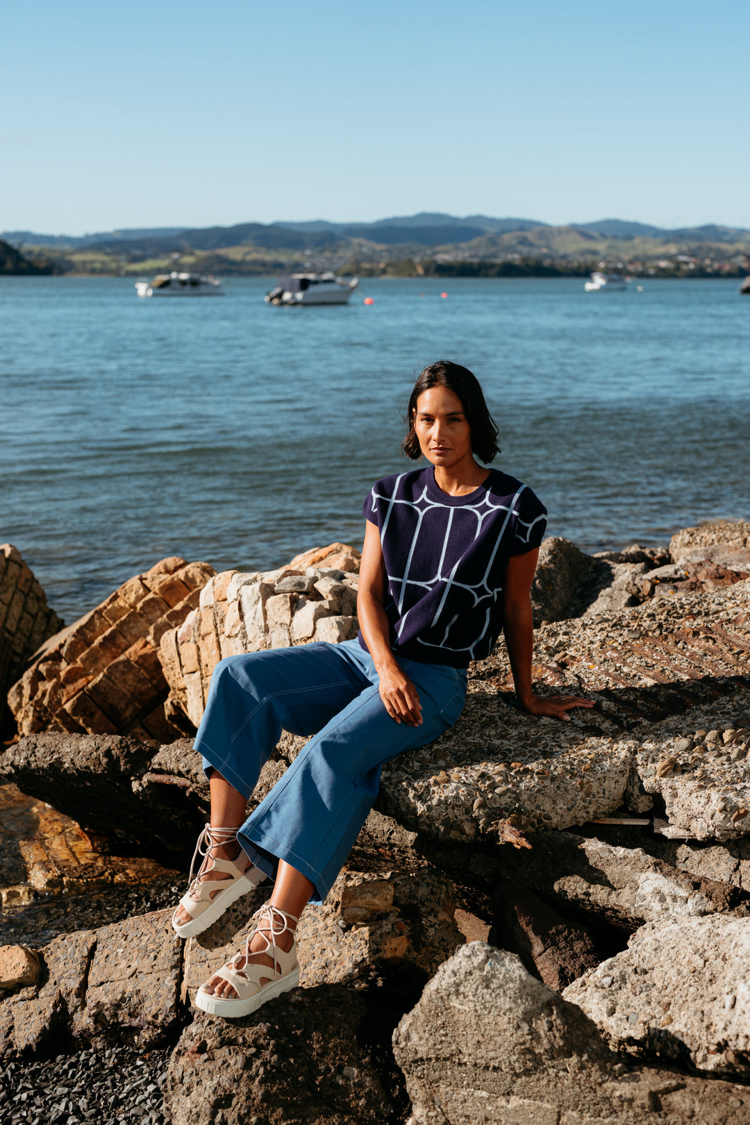 Et Alia Sedgewick Knit Top Twightlight Trellis