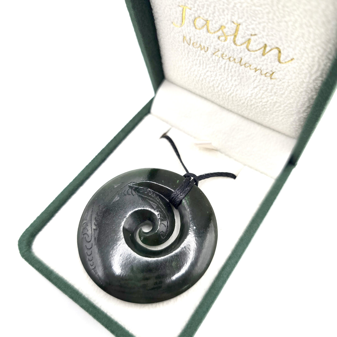 45mm Engraved Greesntone Koru Necklace