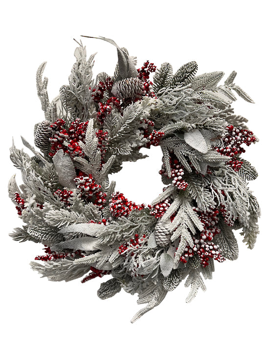 Snow Berry & Pine Christmas Wreath 55cm