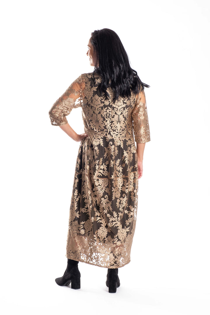 CHELSIE GOLD LACE DRESS