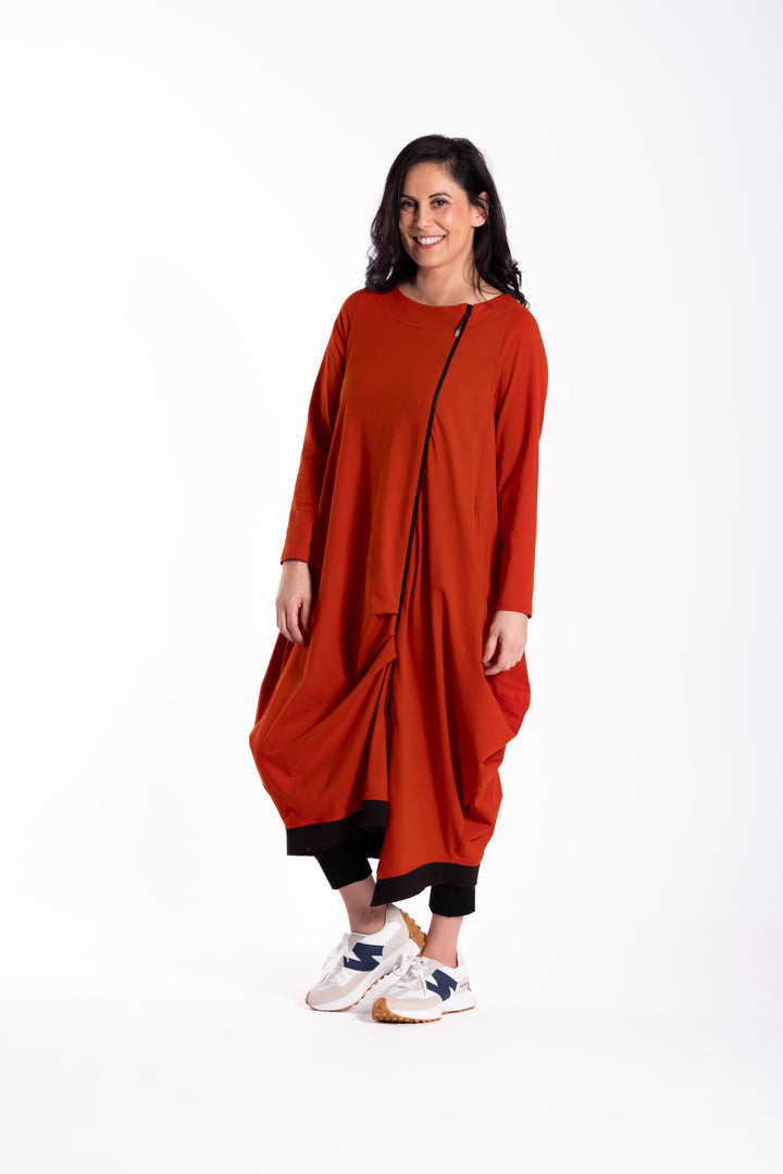 Jellicoe Spiced Flame Urban Fold Dress