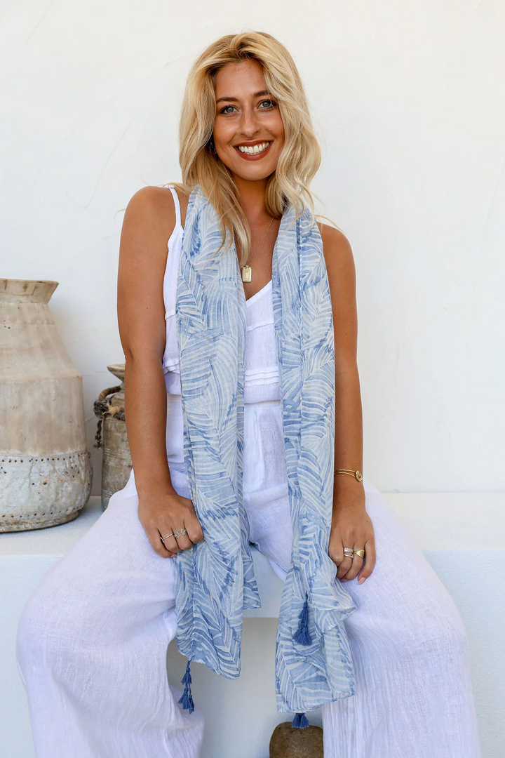 Chambray Blue Palm Breeze Scarf