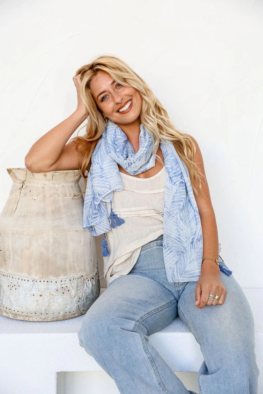 Chambray Blue Palm Breeze Scarf