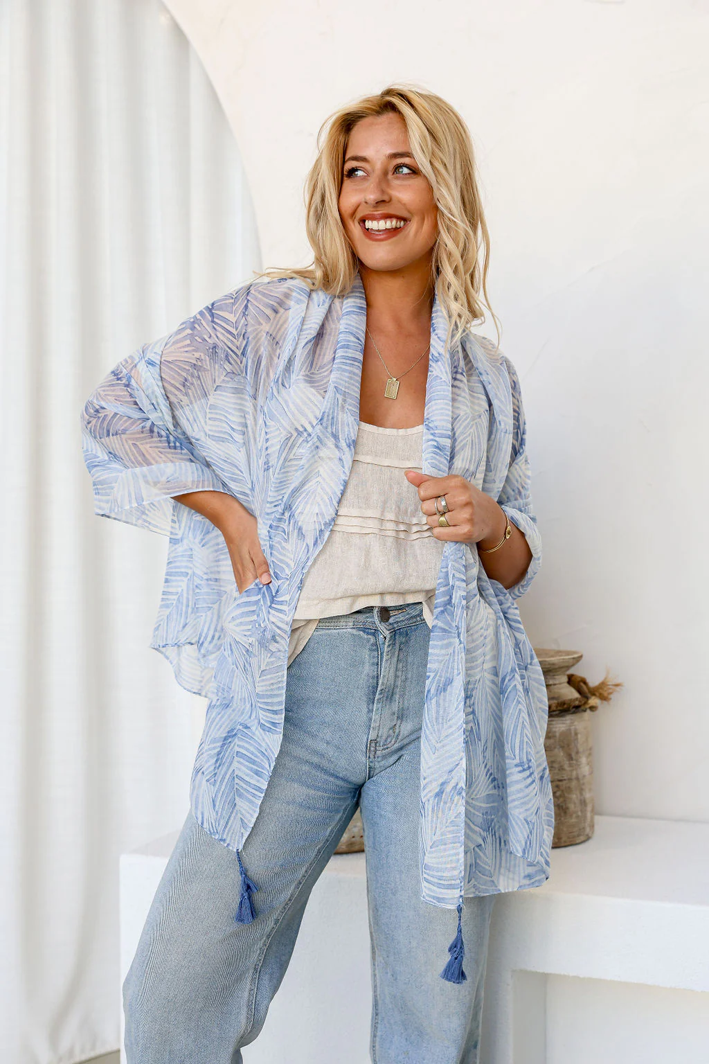Chambray Blue Palm Breeze Scarf