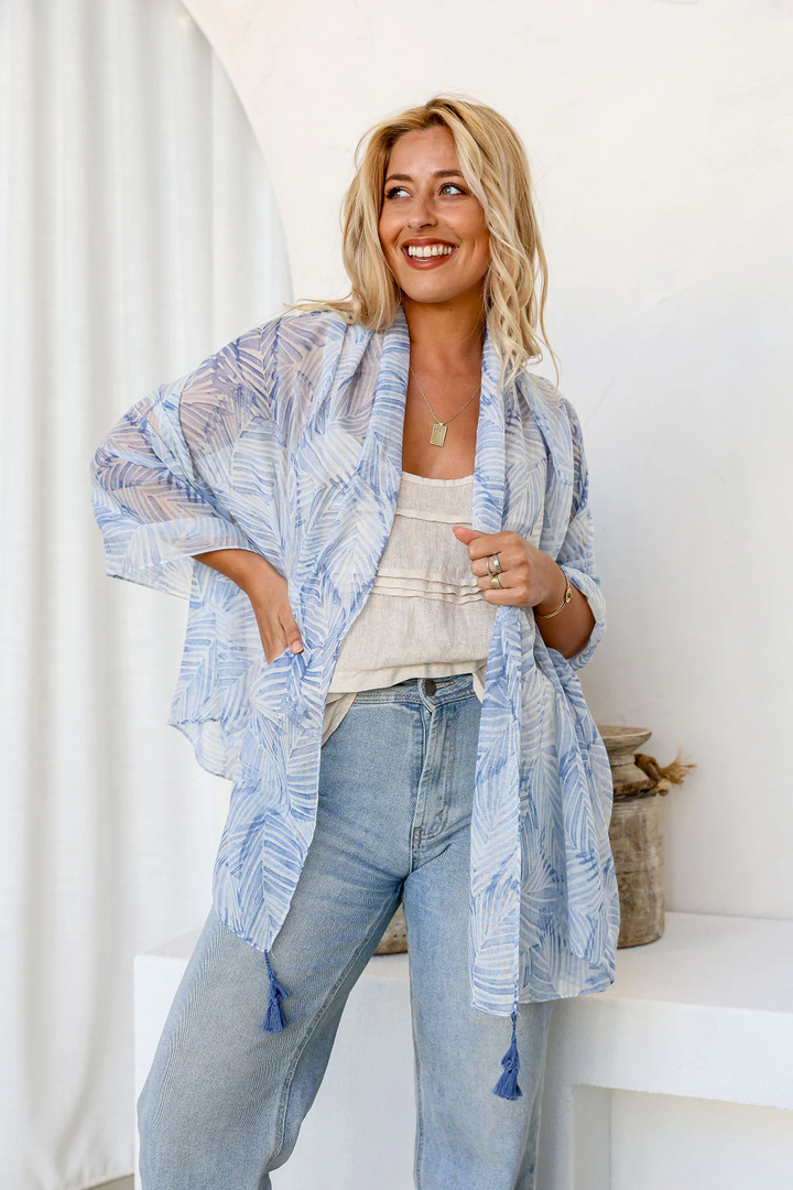 Chambray Blue Palm Breeze Scarf