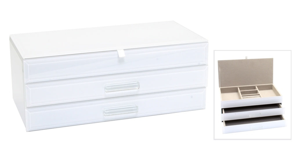 White Glass Jewellery Box 30cm