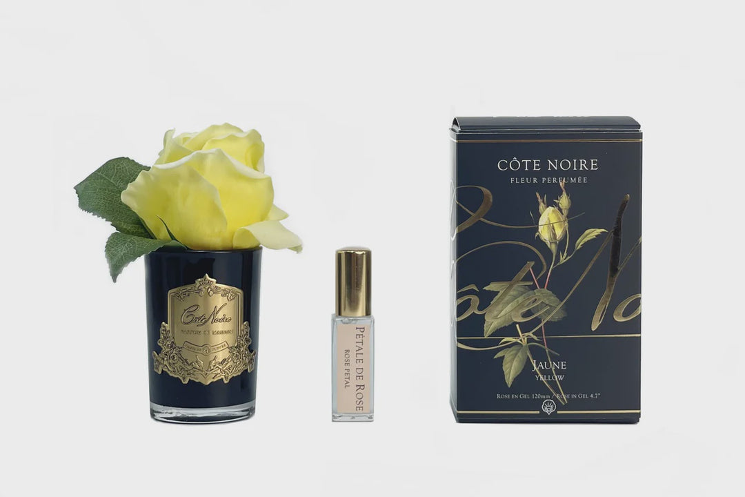 Cote Noire Black Glass Yellow Rose Bud