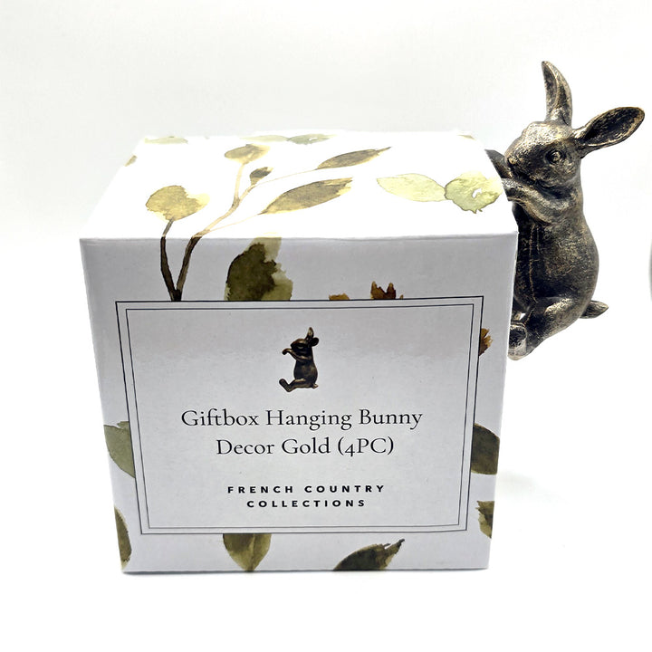 French Country Gold Hanging Bunnies Set of 4