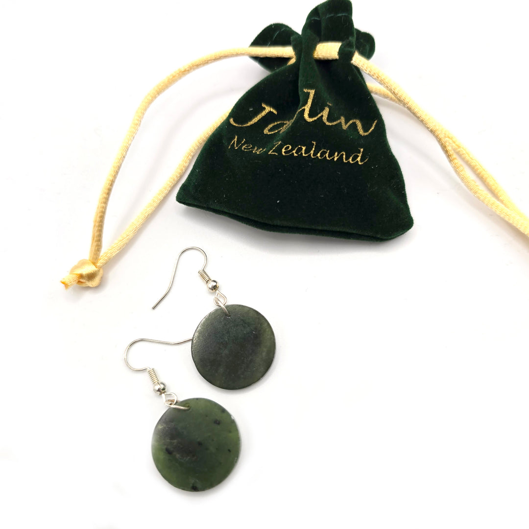 20mm Disk Greenstone Earrings