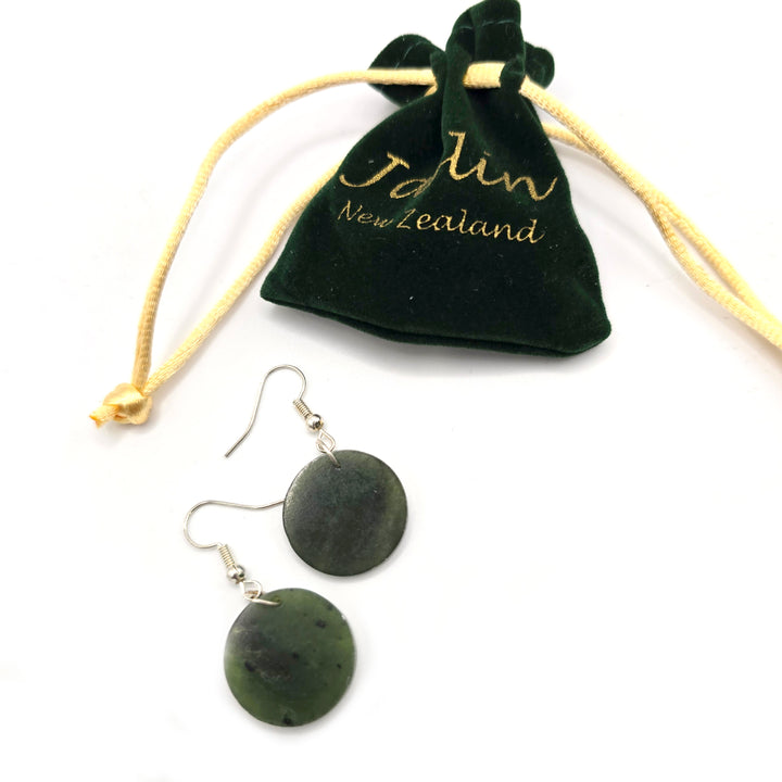 20mm Disk Greenstone Earrings