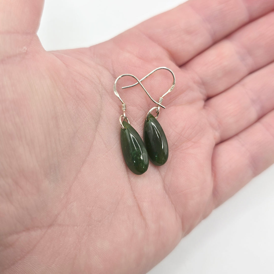 18mm Teardrop Greenstone Earrings