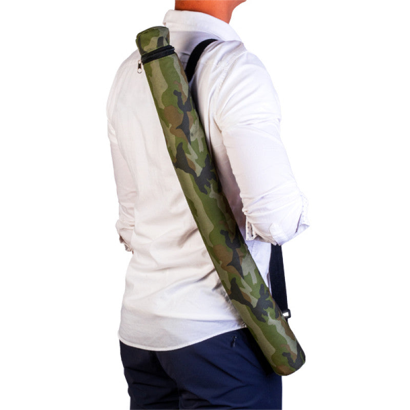Camo Beer Sleeve worn with shoulder strap - RAPT ONLINE