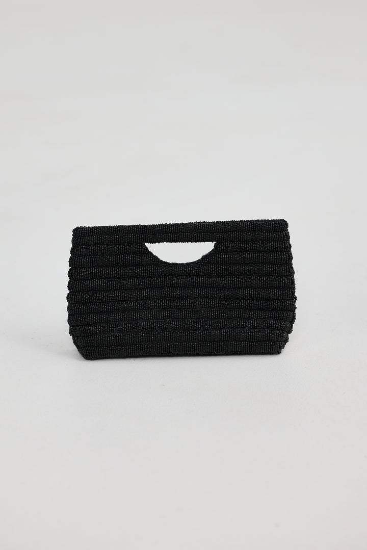 Black Hand Beaded Warhol Clutch Bag