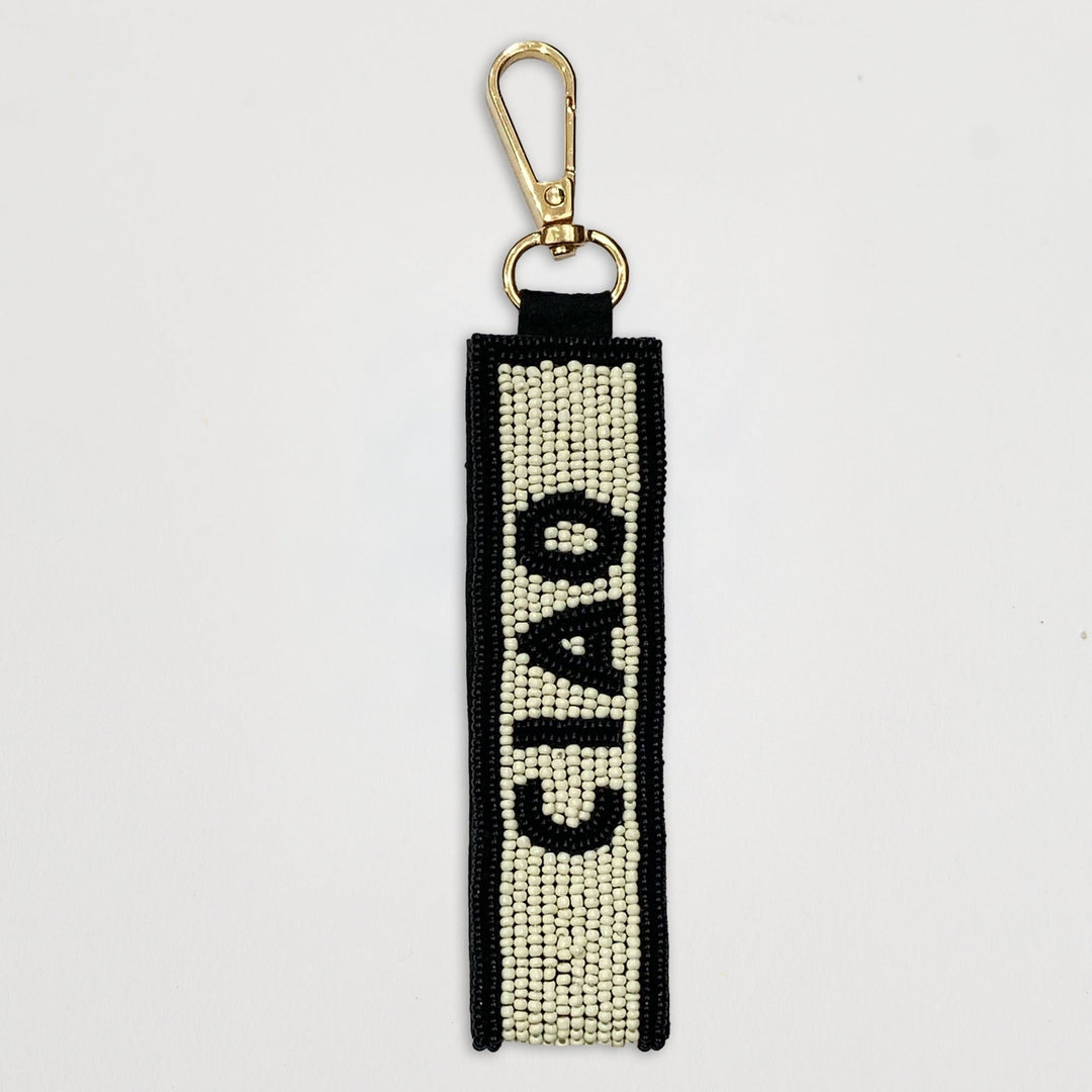 Beaded keychain with 'Ciao' text on a white background