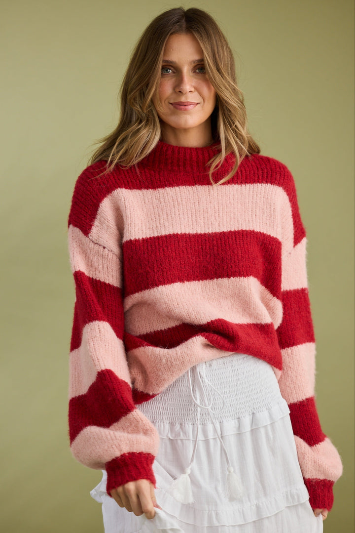RED STRIPE ISLAND KNIT