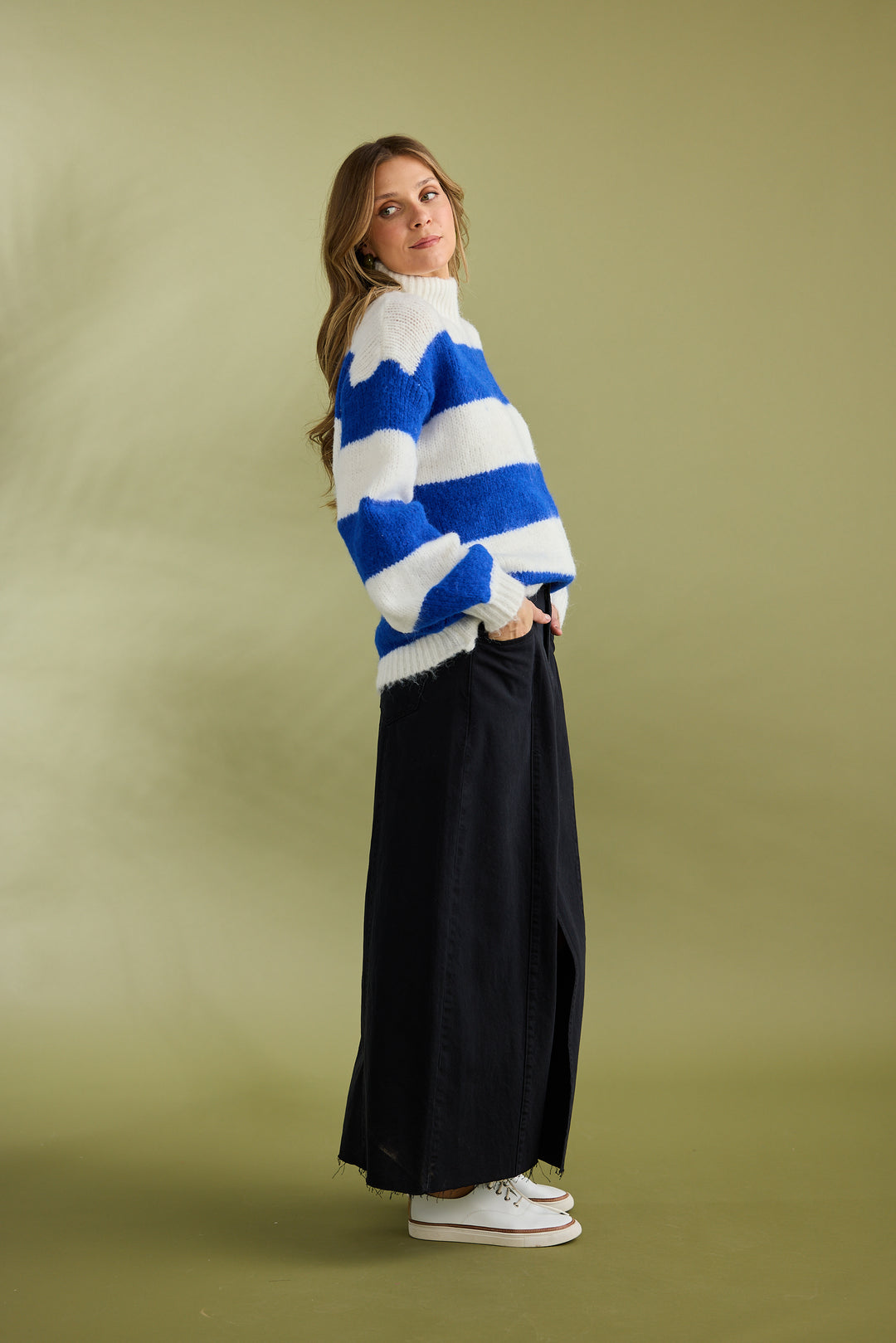 COBALT STRIPE ISLAND KNIT